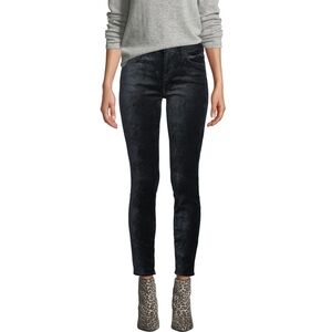 7 For All Mankind Velvet Jeans Black Ankle Skinny Crop Mid-Rise Stretch